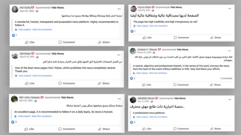 Facebook reviews that call Yala News "neutral" and "transparent" appear to be fake