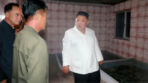 AFP Kim Jong-un inspecting Onpho Holiday Camp in North Hamgyong Province