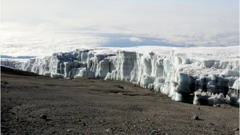 Getty Images A glacier sitting atop mount kilimanjaro