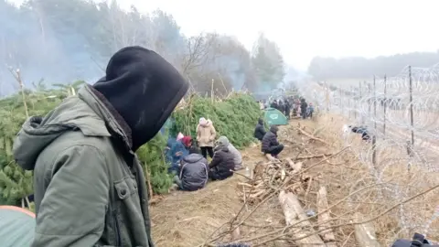 Shwan Kurd A picture of the camp at the Poland-Belarus border