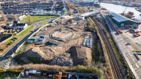Oliv3r Drone Photography Construction of the Gull Bridge in Lowestoft