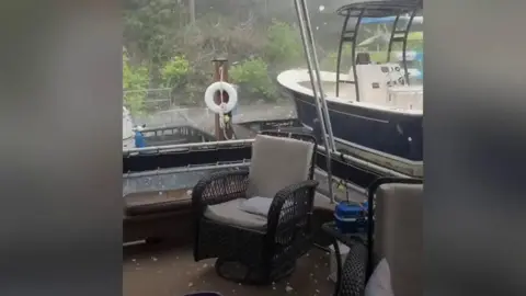 Large hail seen on Arkansas lake.