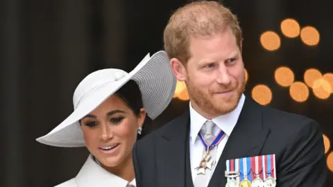 Getty Images The Duke and Duchess of Sussex at the Platinum Jubilee service of thanksgiving