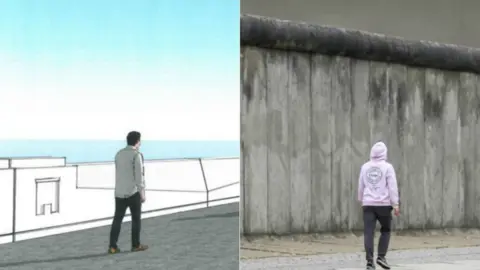 DoI/Getty Images Proposed Douglas sea wall and Berlin Wall