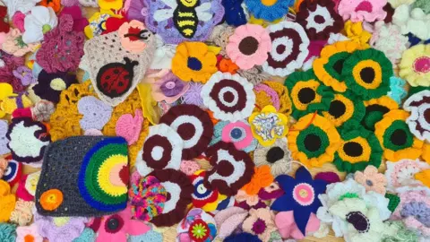 Duston Parish Council Knitted flowers