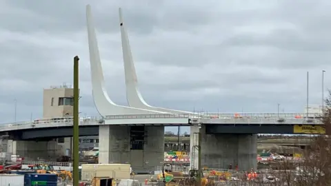 Guy Campbell/BBC The Gull Wing Bridge in Lowestoft