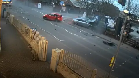 CCTV captures car crash