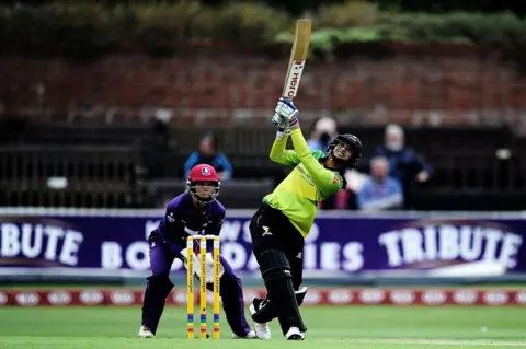 Getty Images Mandhana made 421 runs at a strike rate of over 174 in the last KSL