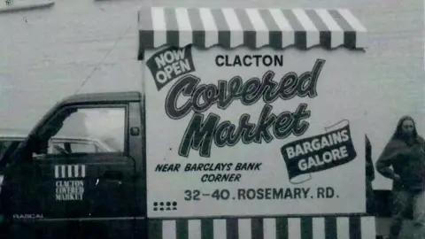 Lesley Croxford Van marketing Clacton indoor market 1982