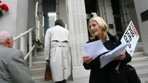 PA Jennie Formby campaigning against job cuts in 2009