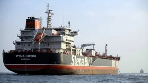 AFP Stena Impero moored of the Iranian port of Bandar Abbas