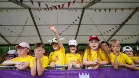 Getty Images Youngsters in Durham view baton relay