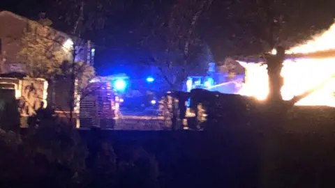 Pat Mitchell Firefighters at barn fire