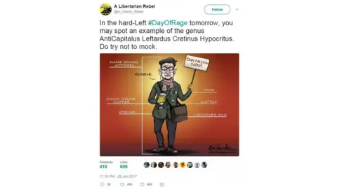 @A_Liberty_Rebel Picture of a hypocrite protester holding a sign saying "capitalism sucks" while toting a coffee and an iphone