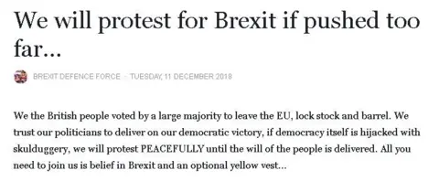 Facebook "We will protest for Brexit if pushed too far..."