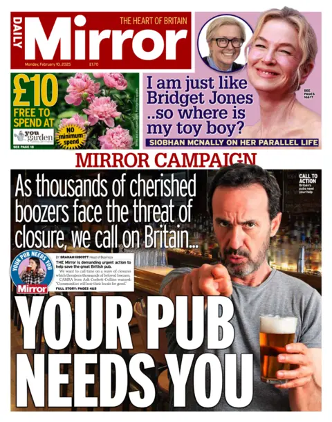 The front page of the Daily Mirror newspaper