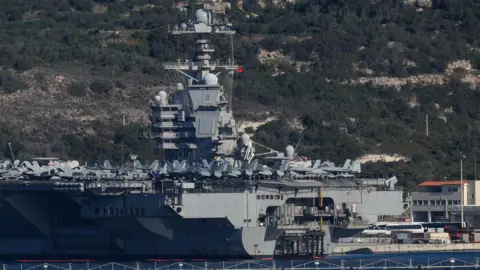 Reuters USS Gerald R Ford aircraft carrier at Souda Bay on the island of Crete, Greece (24 February 2026)