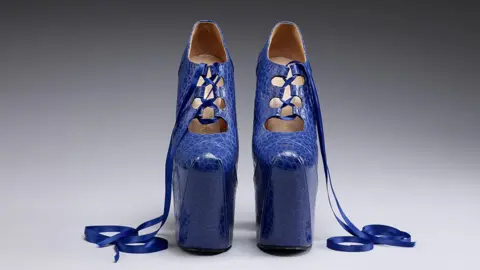 Victoria and Albert Museum Vivienne Westwood blue platform shoes