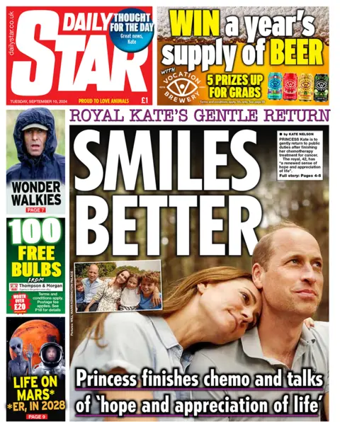 Halaman depan Daily Star menampilkan berita utama "Senyum lebih baik... Kembalinya Royal Kate dengan lembut"