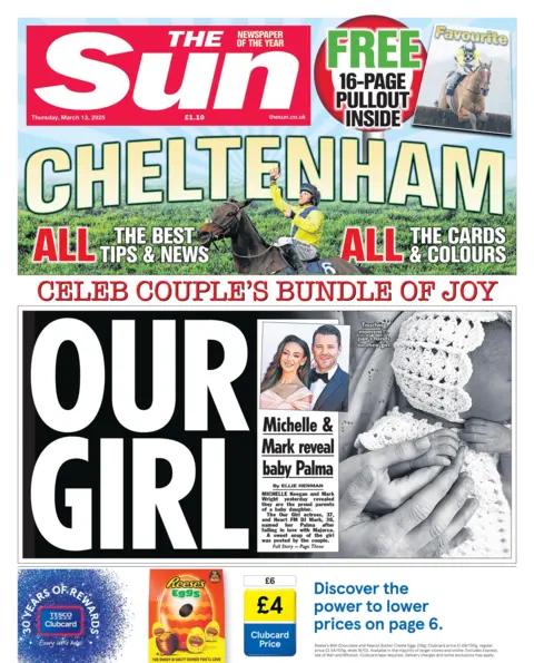 The headline on the front of the Sun reads: 