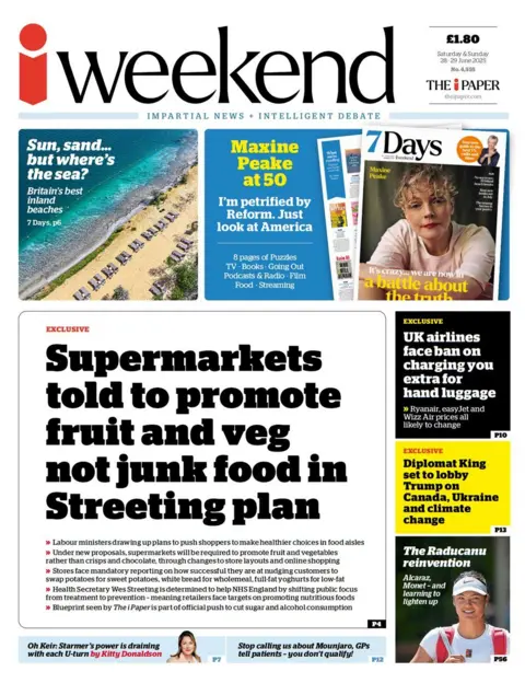  "Supermarkets told to promote fruit and veg not junk food in Streeting plan".