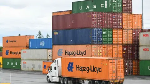 Shipping containers at the Port of Montreal, in Montreal, Quebec on June 10, 2024.