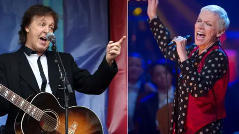 PA/BBC Paul McCartney and Annie Lennox