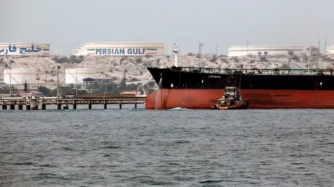 Getty Images An oil tanker docking at Iran’s Port of Kharg Island oil terminal