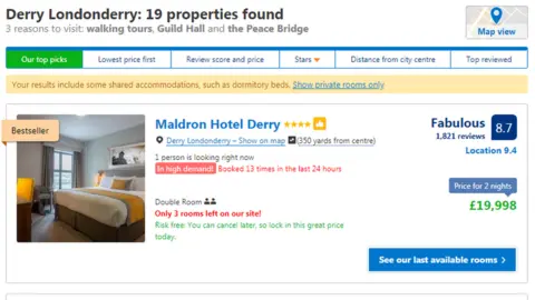 BBC maldron hotel booking.com screen shot
