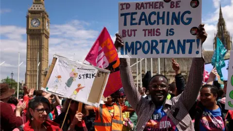 PA Media Teachers on strike in London