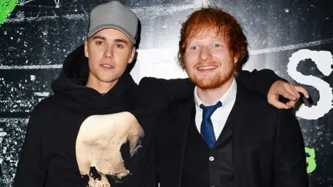 Getty Images Justin Bieber and Ed Sheeran