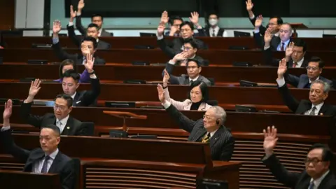 Getty Images Hong Kong's pro-Beijing parliament passed the law unanimously after a marathon sitting on Tuesday