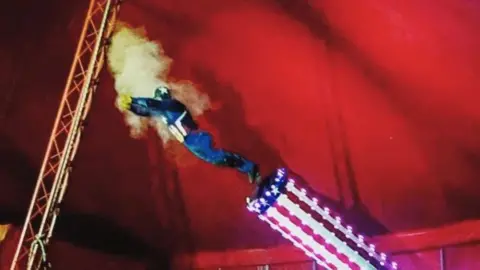 Wales news service acrobat launched from cannon