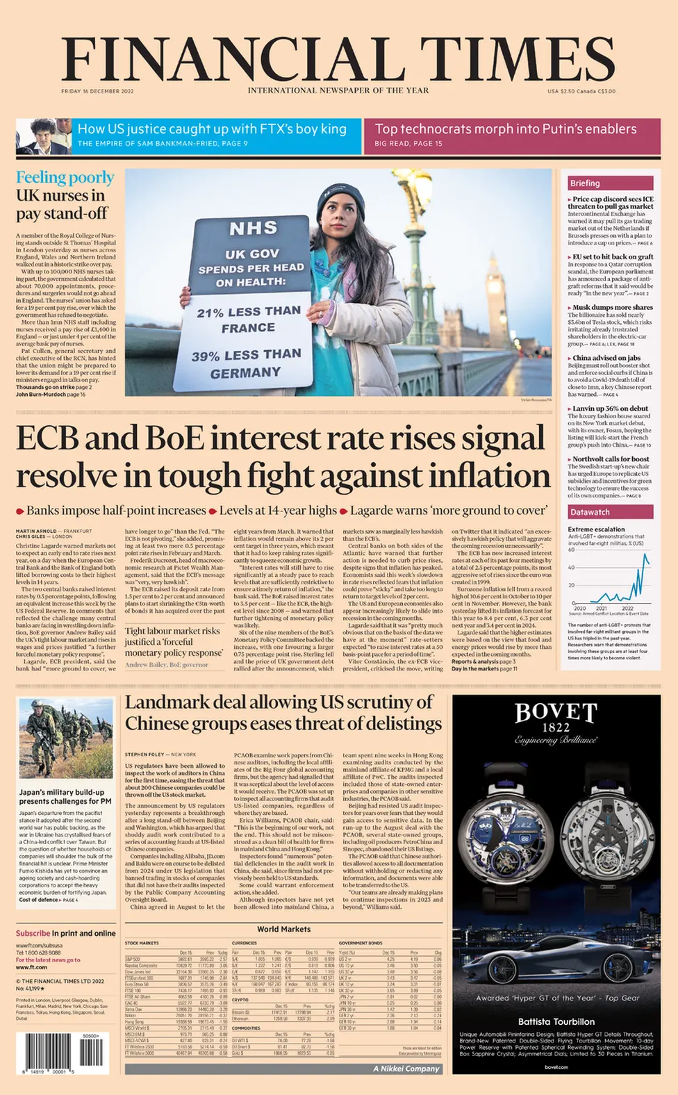 The FT front page.