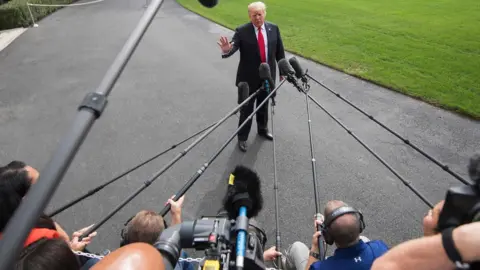 AFP/Getty President Donald Trump speaks to reporters