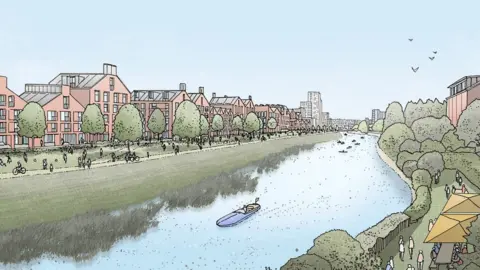 Ipswich Central An artist's vision of how the riverside park could look