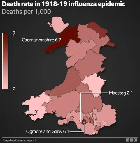 Map of influenza death rate