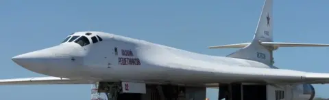 AFP/Getty Images A Russian Tu-160 bomber near Caracas, Venezuela. Photo: 10 December 2018