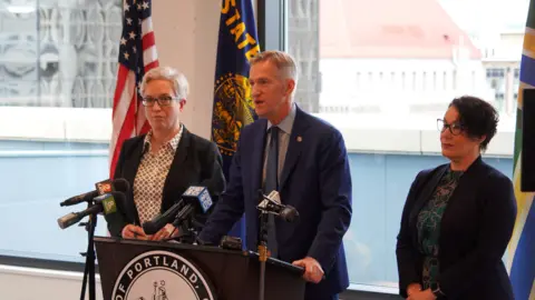 Portland government  Governor Tina Kotek, Portland Mayor Ted Wheeler and Multnomah County Chair Jessica Vega Pederson announcing the plan