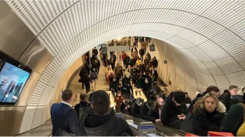 Elizabeth line escalators at Tottenham Court Road