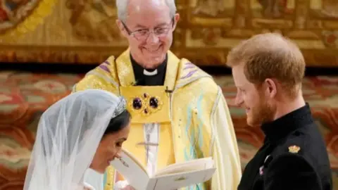 Getty Images Archbishop Justin Welby officiated the royal wedding between Prince Harry and Meghan Markle in May 2018