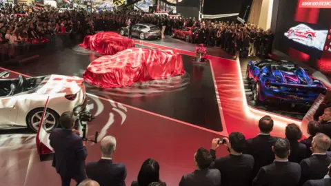 Geneva Motor Show Ferrari car unveiling