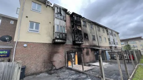 BBC Sandell Place burnt by a fire