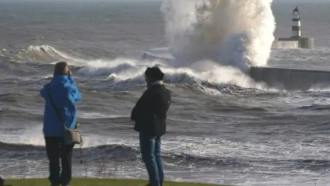 PA Media High Winds at Seaham Harbour