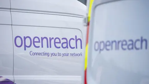 Openreach A general view of two Openreach white vans.