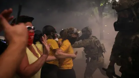 Reuters 'Wall of Moms' protesters in Portland, Oregon, on 21 July 2020