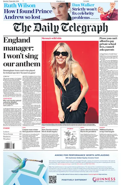 The Daily Telegraph headlines 