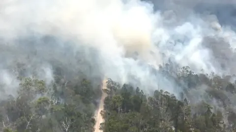 Queensland Fire and Emergency Services A huge bushfire on Fraser Island