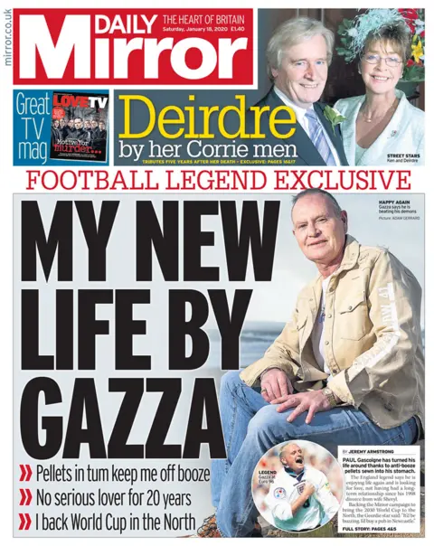 The Daily Mirror front page 18/01/20