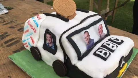 BBC presenters on Skegness cake map